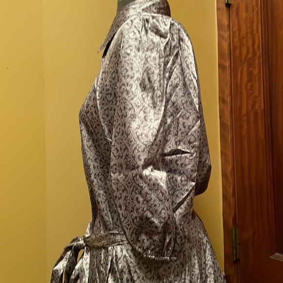 Pursuits, Ltd. Silver Button-Down Belted Shirt - Size 14 - Picture 4 of 9